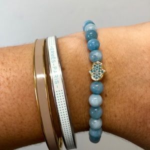 The “LARIMAR HAMSA HAND” Healing Crystal Beaded Stretch Bracelet